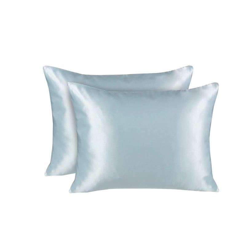 ShopBedding Luxury Satin Pillowcase for Hair - King Satin Pillowcase with Zipper  Baby Blue (Pillowcase Set of 2) - Blissford - Image 1